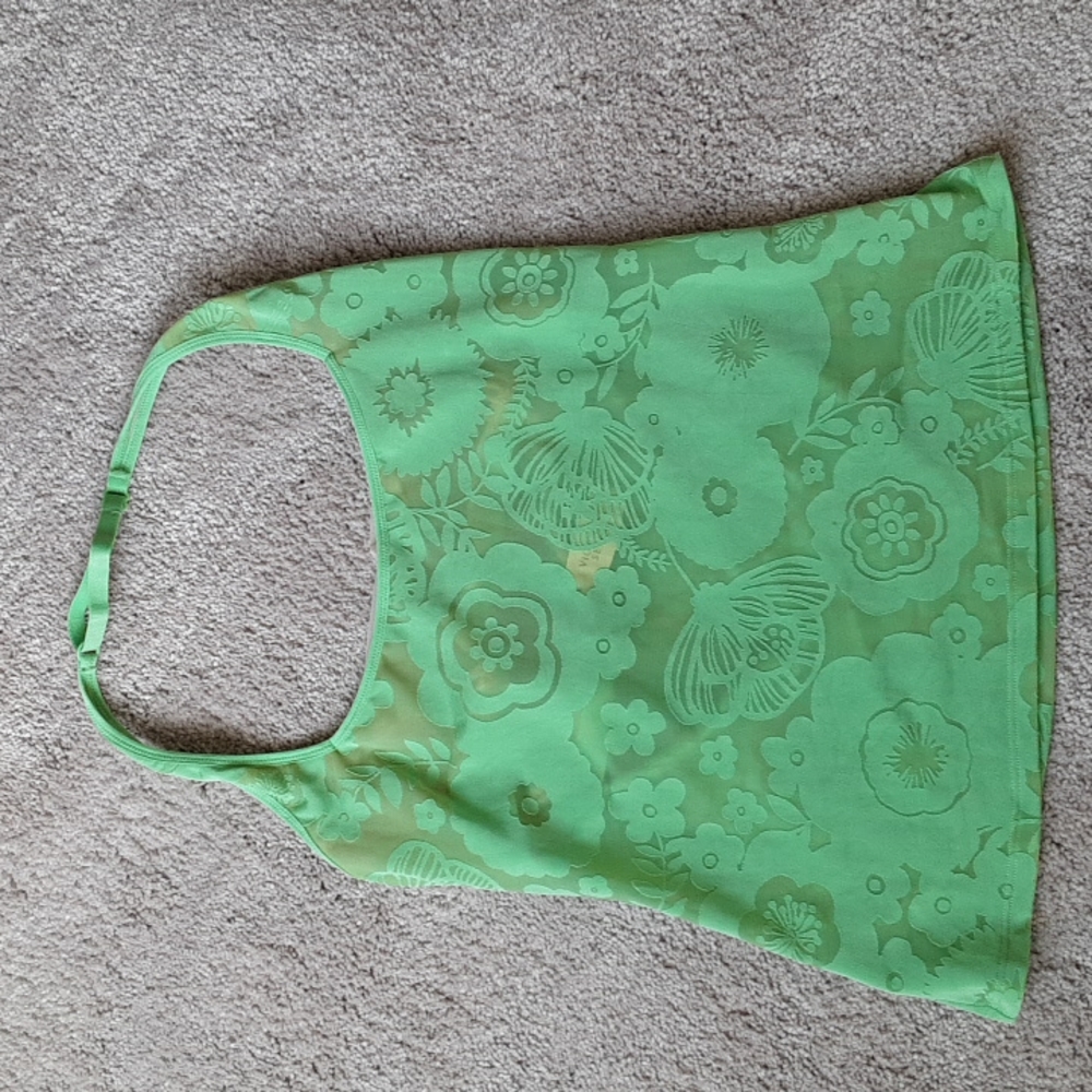 Victoria's Secret Green Floral Sheer Halter Tank